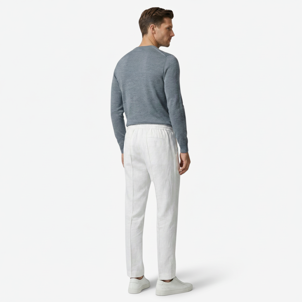 VALERIQUE | Homme Pantalon Décontracté en Mousseline - Taille Élastiquée avec Cordon de Serrage, Poches Latérales