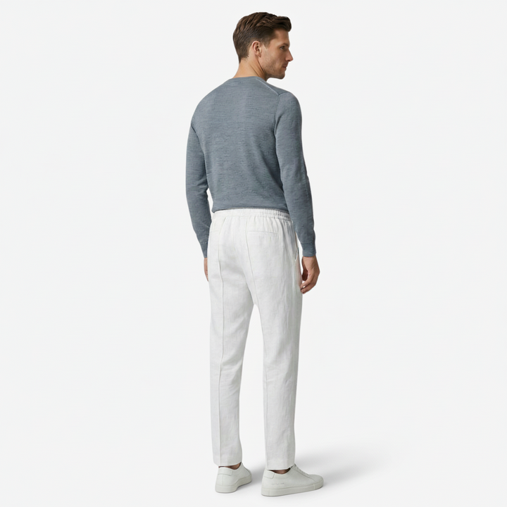 VALERIQUE | Homme Pantalon Décontracté en Mousseline - Taille Élastiquée avec Cordon de Serrage, Poches Latérales