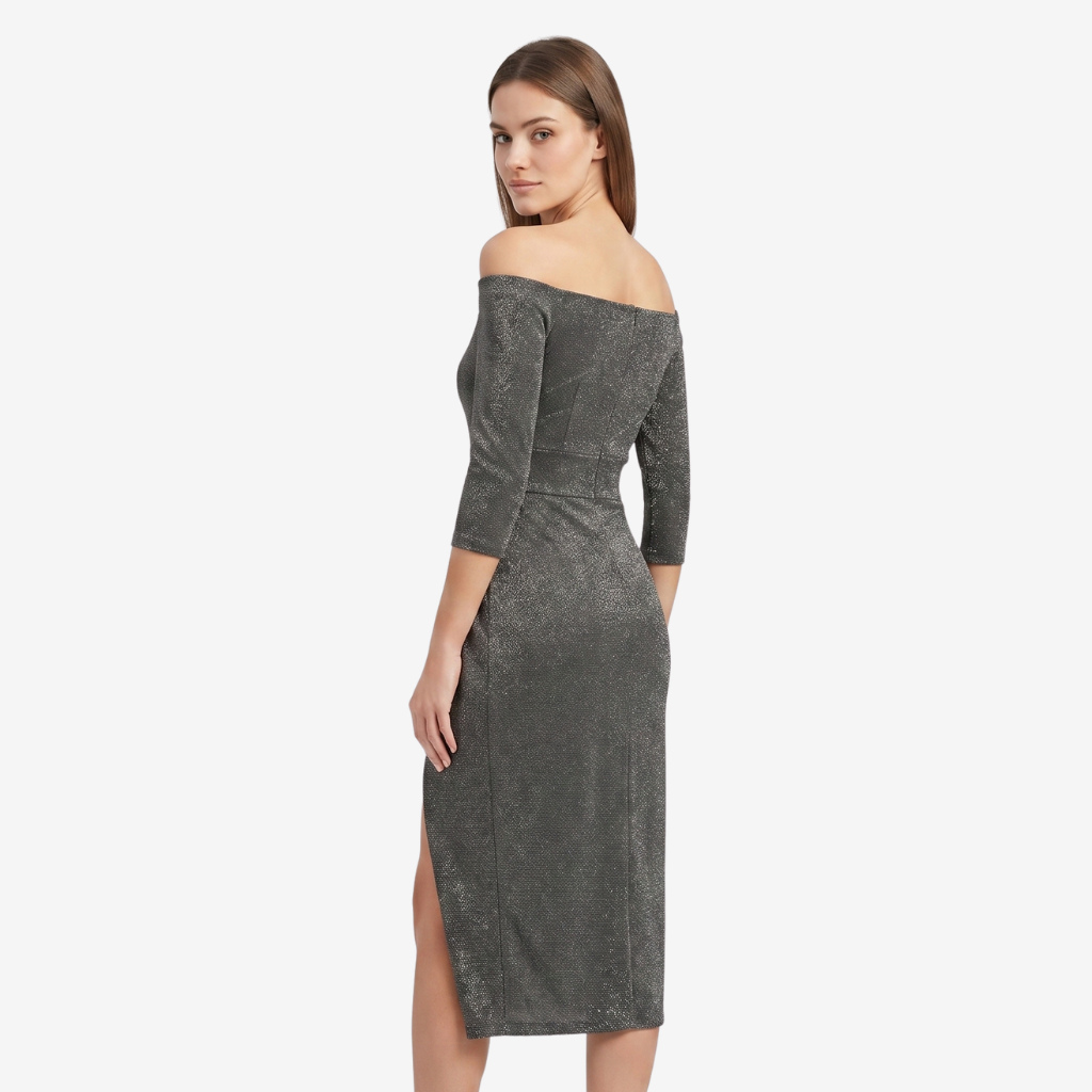 VALERIQUE | Femme Robe Gaine Glissante pour- Noir et Rouge