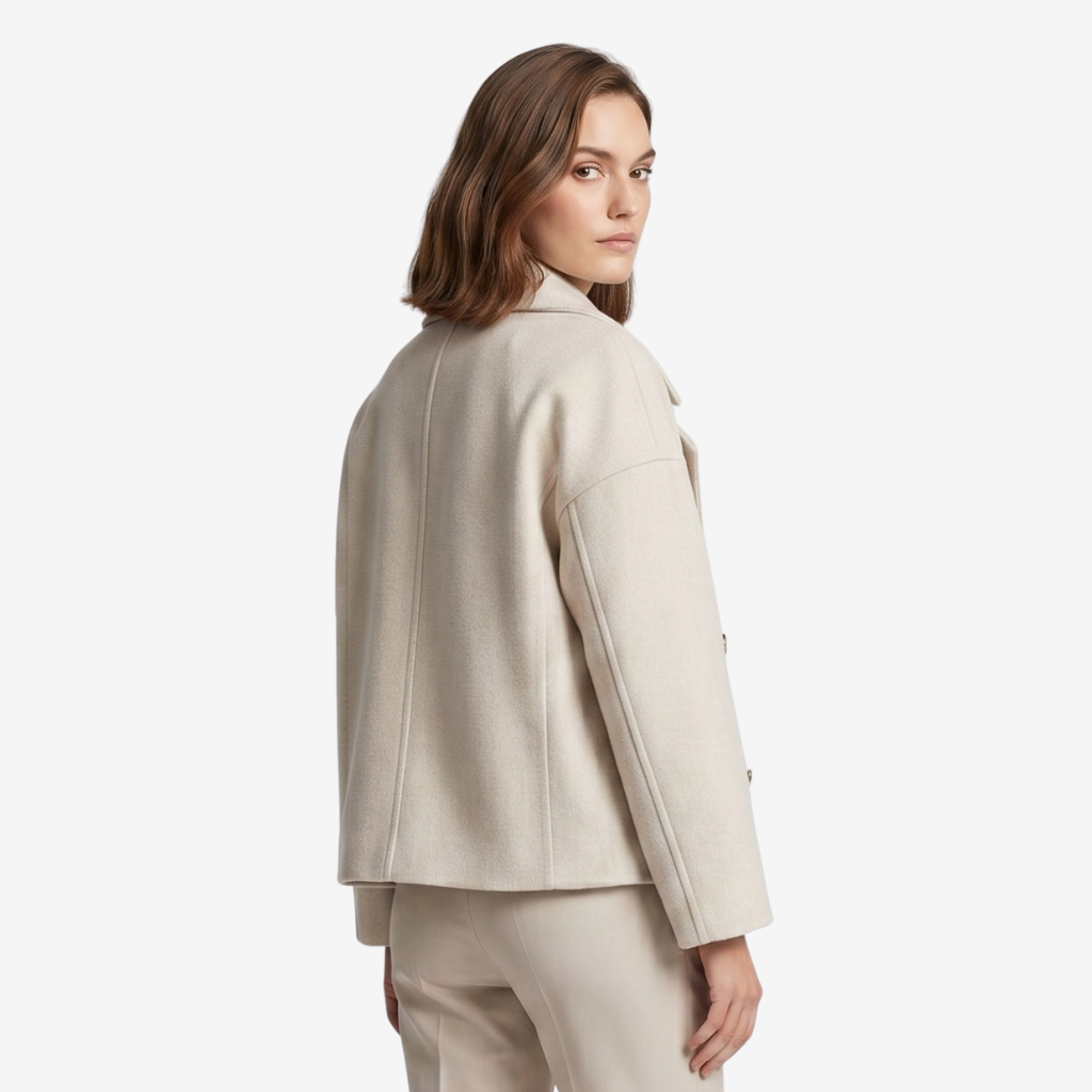 VALERIQUE | Manteau Court Double Boutonnage pour Femme - Beige, Marron et Noir