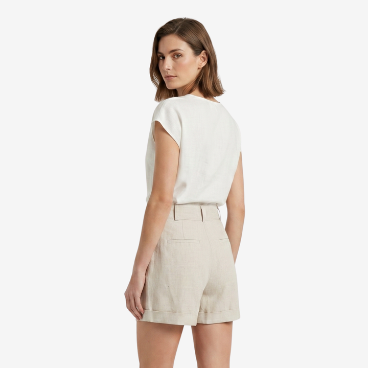 VALERIQUE | Short Tailleur Taille Haute pour Femme - Beige, Gris et Noir