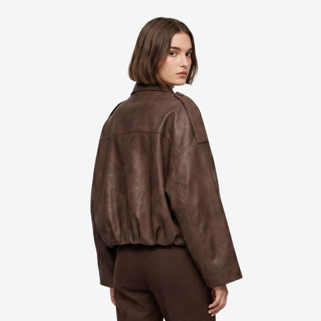 VALERIQUE | Veste Oversized en Cuir Femme - Café, Beige et Noir