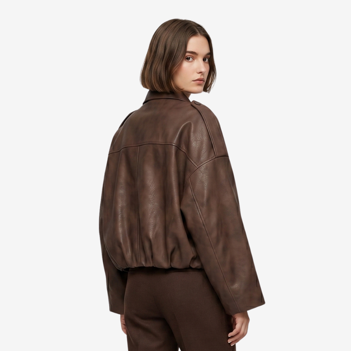 VALERIQUE | Veste Oversized en Cuir Femme - Café, Beige et Noir
