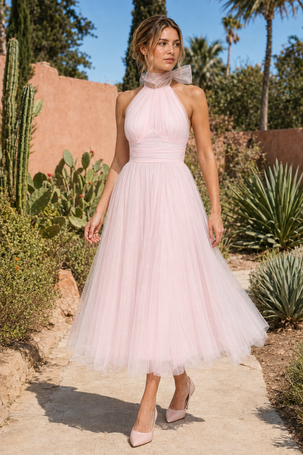 VALERIQUE | Robe Longue Fluide en Coton Léger pour Femme – Col Halter