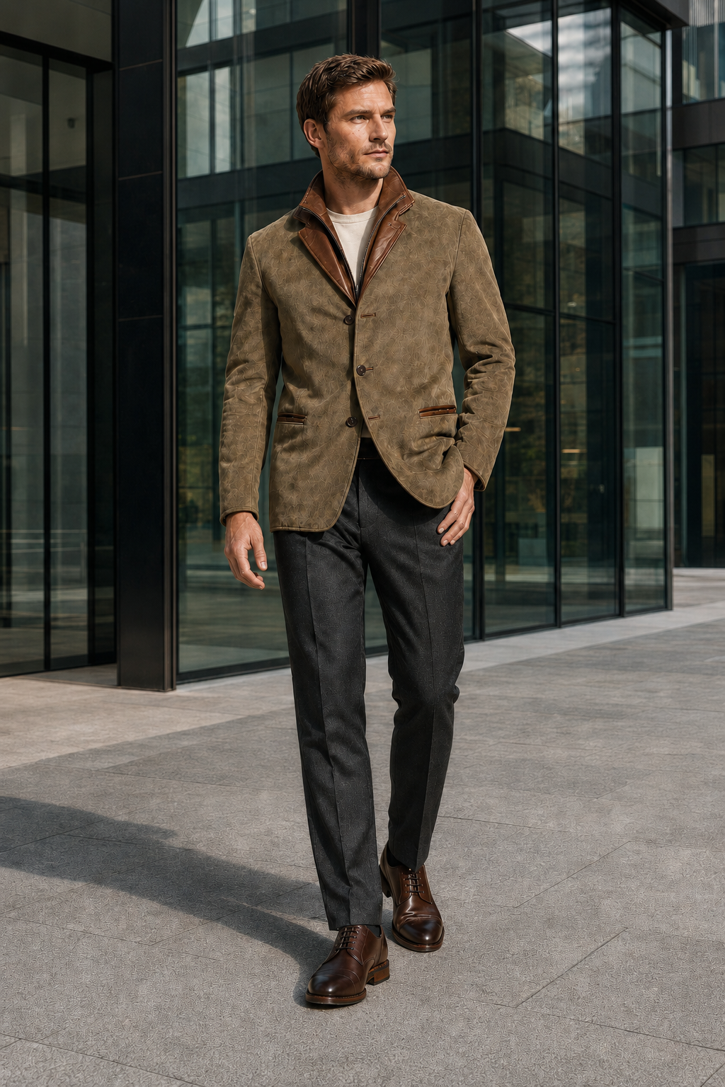 VALERIQUE | Veste de costume pour homme à deux boutons – Col à revers avec fermeture zippée superposée