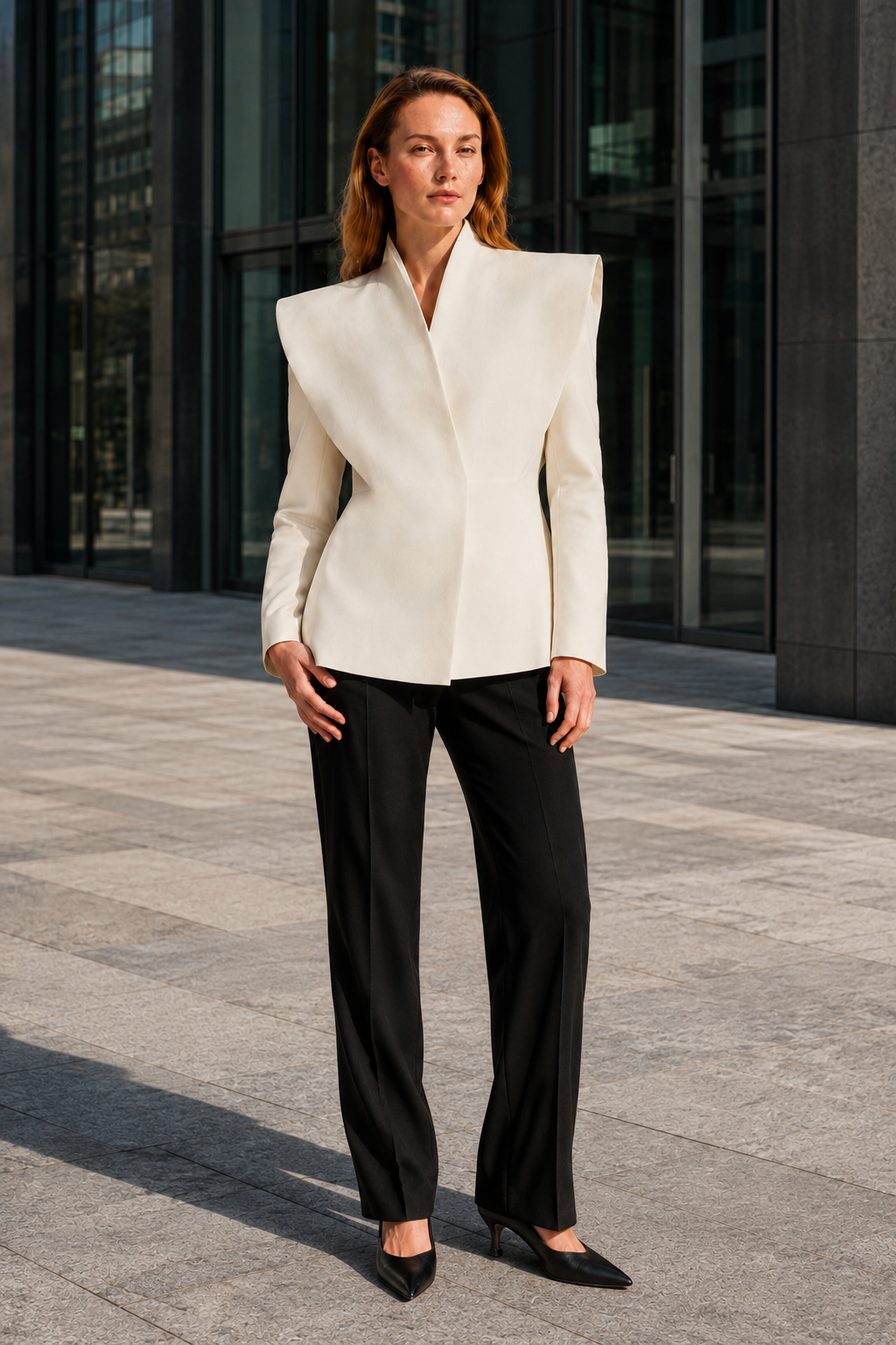 VALERIQUE | Blazer pour femme à épaules structurées – Coupe cintrée avec larges revers croisés
