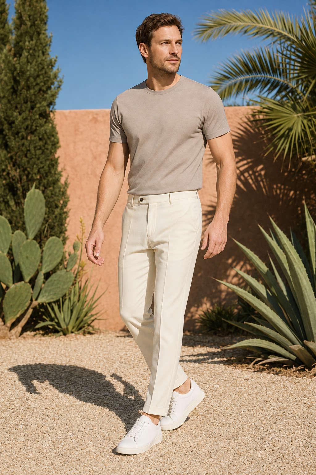 VALERIQUE | Pantalon Homme Coupe Slim en Mélange de Coton – Style Tailleur Moderne