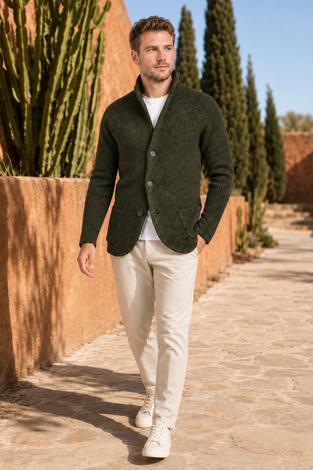 VALERIQUE | Blazer Cardigan en Maille pour Homme – Élégant à Boutons
