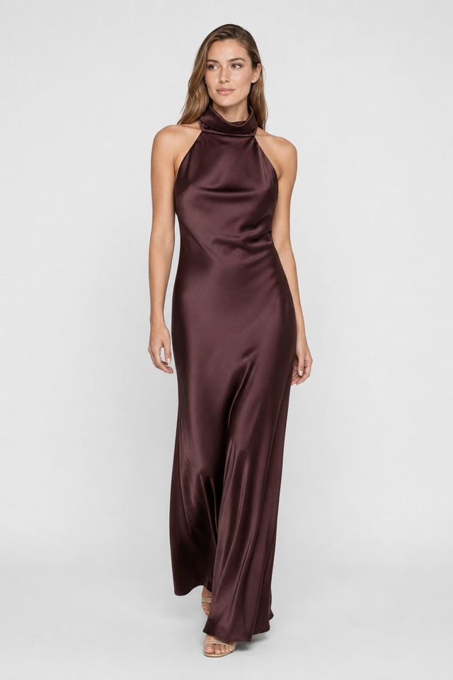 VALERIQUE | Robe Longue Satinée Dos Nu pour Femme – Élégance Soyeuse