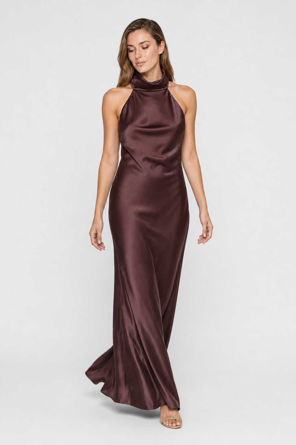 VALERIQUE | Robe Longue Satinée Dos Nu pour Femme – Élégance Soyeuse