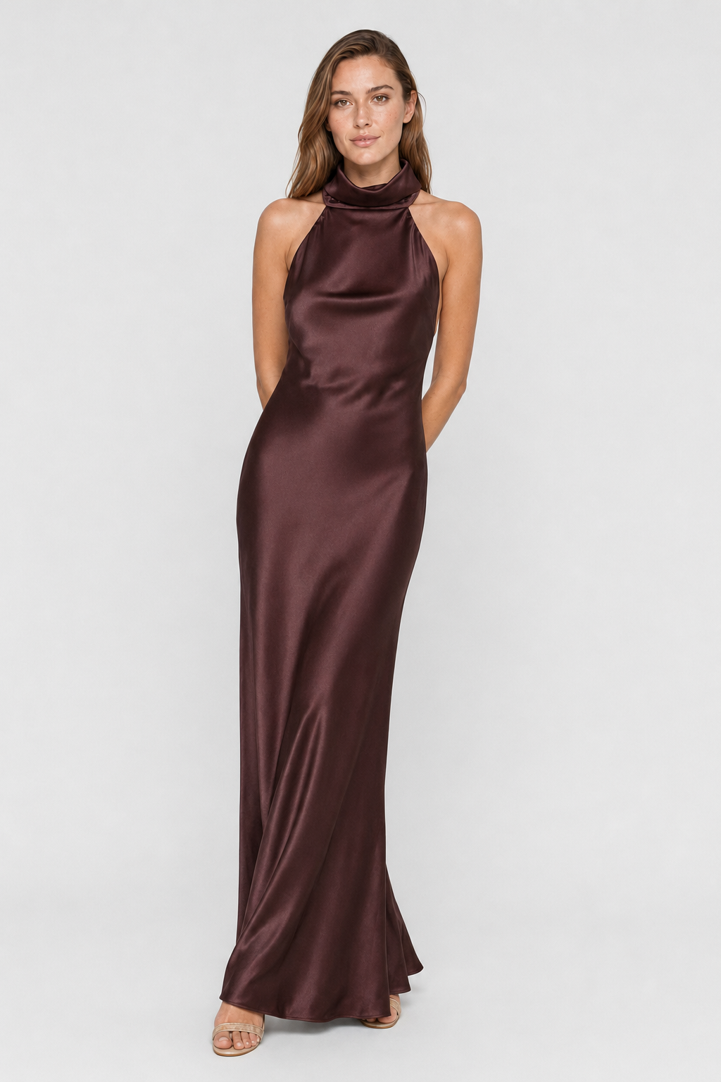 VALERIQUE | Robe Longue Satinée Dos Nu pour Femme – Élégance Soyeuse