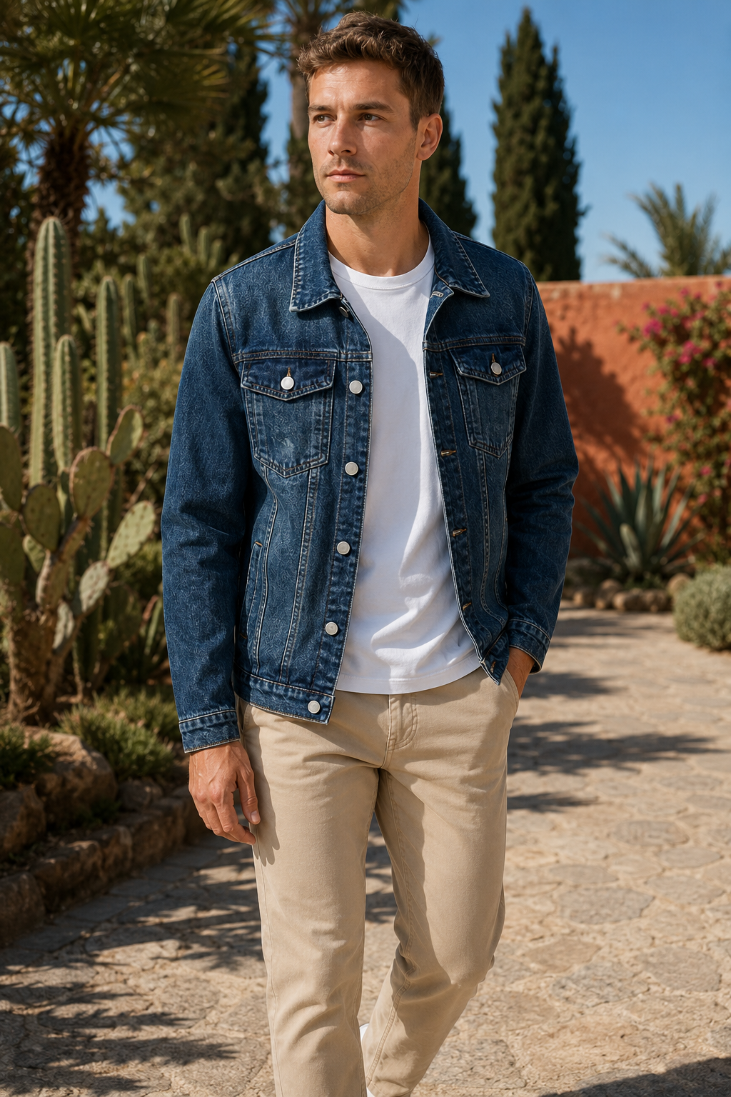 VALERIQUE | Homme Veste en denim coupe ajustée style décontracté