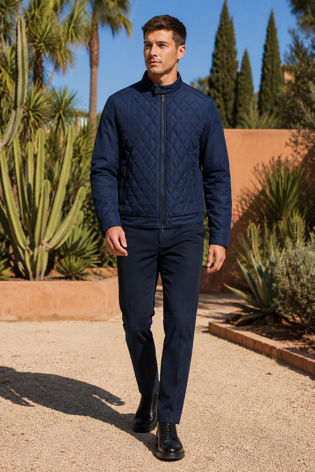VALERIQUE | Homme Veste matelassée coupe ajustée col montant style moderne