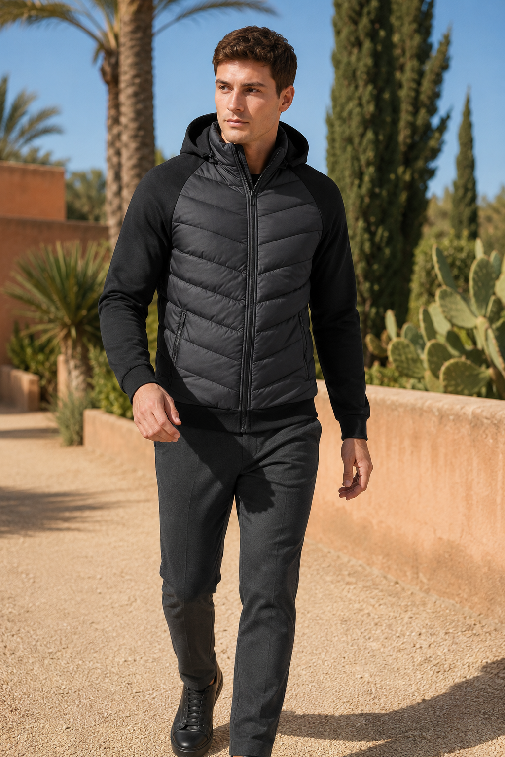 VALERIQUE | Homme Doudoune à capuche matelassée coupe ajustée style sportif