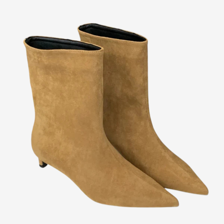 VALERIQUE | Bottines à Talon Pointu en Daim Femme - Café, Kaki et Noir