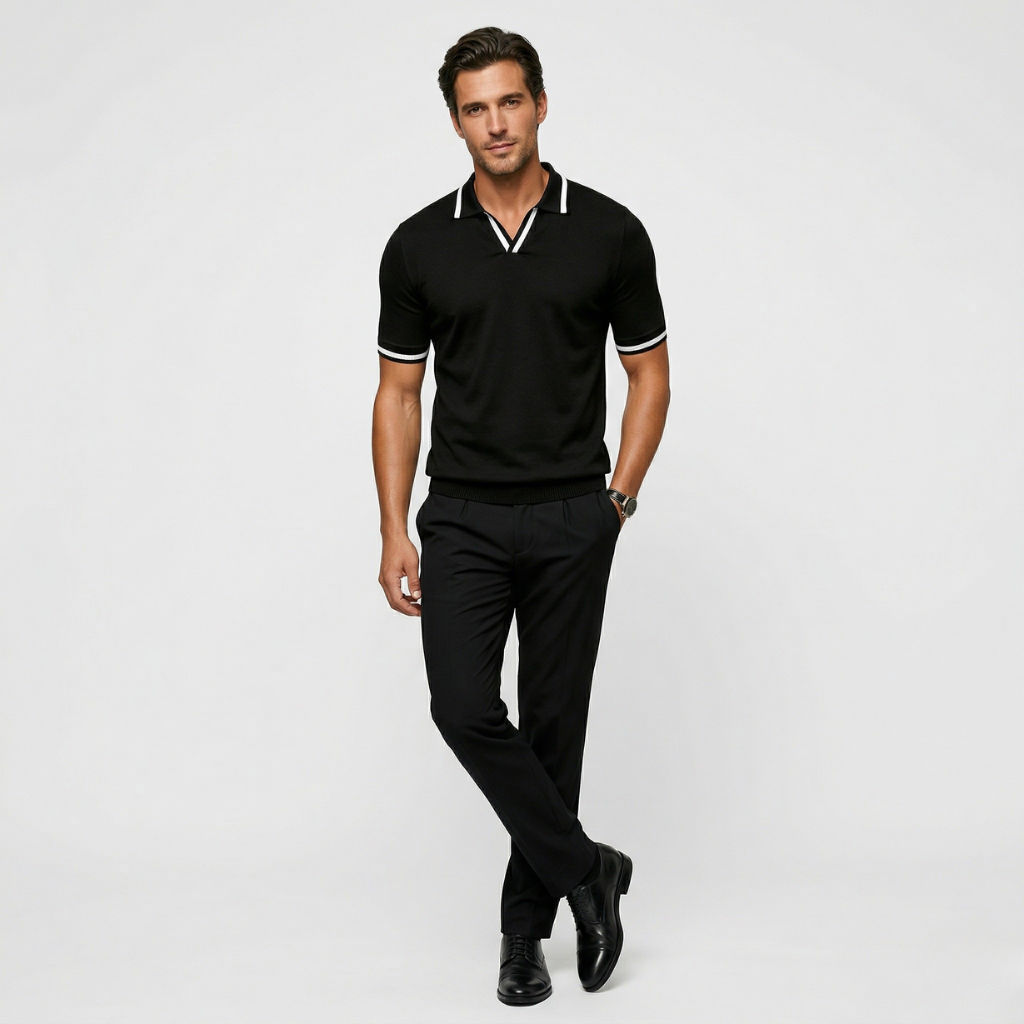 VALERIQUE | Homme Polo en coton coupe ajustée manches courtes col contrasté style décontracté