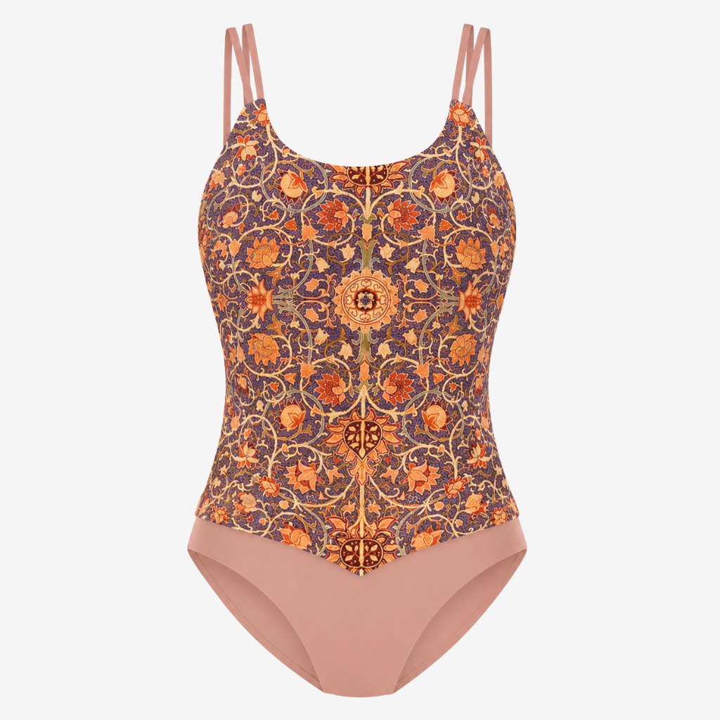 VALERIQUE | Ensemble Tankini Femme Asymétrique – Haut Imprimé Gainant avec Bas Taille Haute