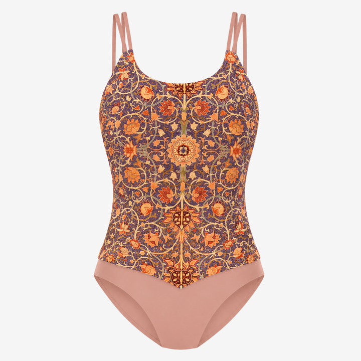 VALERIQUE | Ensemble Tankini Femme Asymétrique – Haut Imprimé Gainant avec Bas Taille Haute
