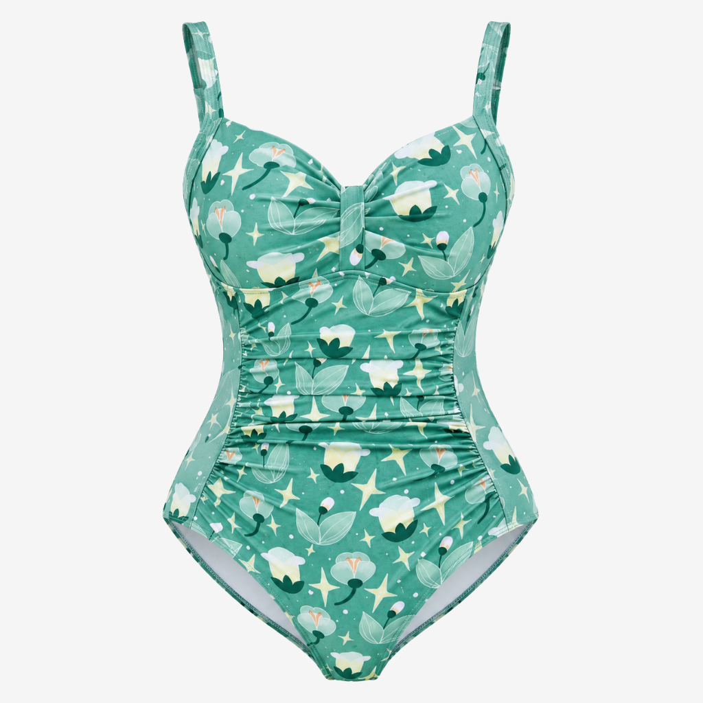 VALERIQUE | Maillot de Bain Une Pièce Femme Fleuri – Effet Froncé Gainant Coupe Slim Fit