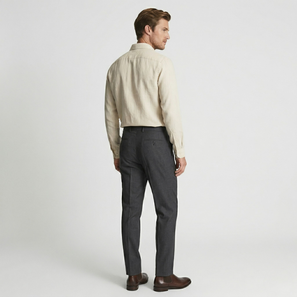 VALERIQUE | Homme chemise en lin à manches longues avec col classique et fermeture boutonnée pour usage quotidien