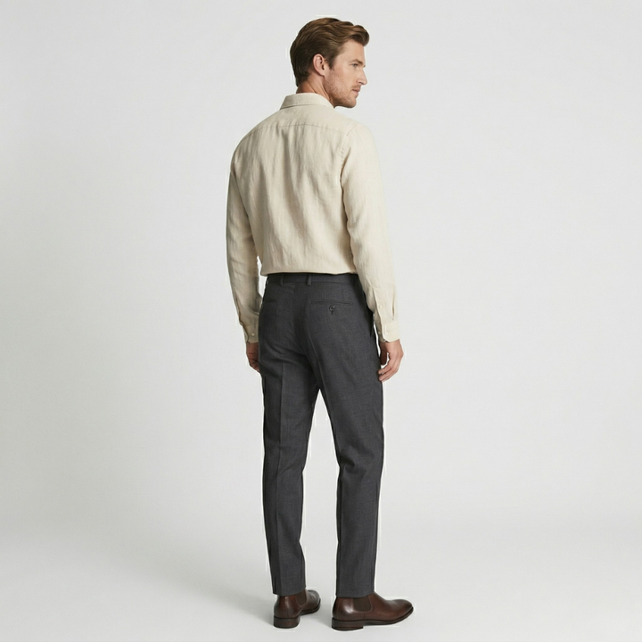 VALERIQUE | Homme chemise en lin à manches longues avec col classique et fermeture boutonnée pour usage quotidien