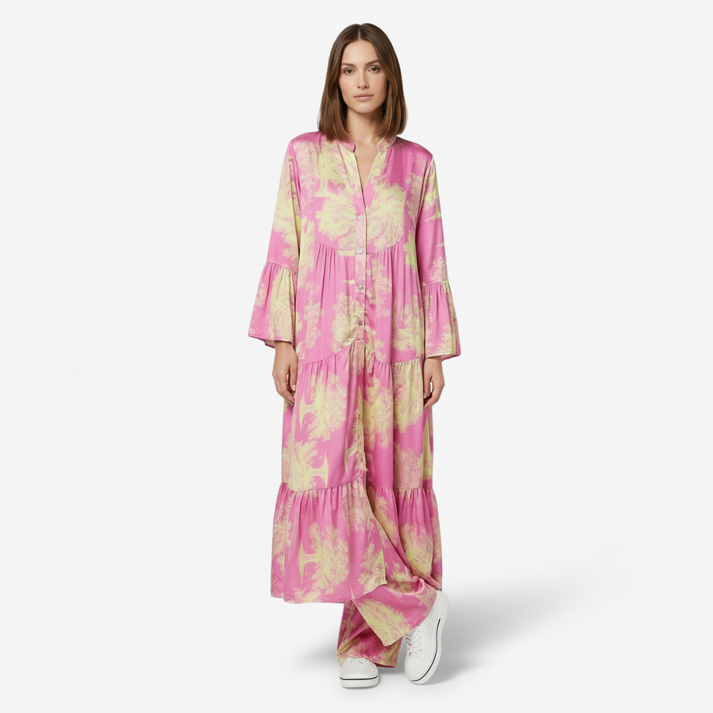 VALERIQUE | Femme Robe longue imprimé coupe ample manches longues style décontracté