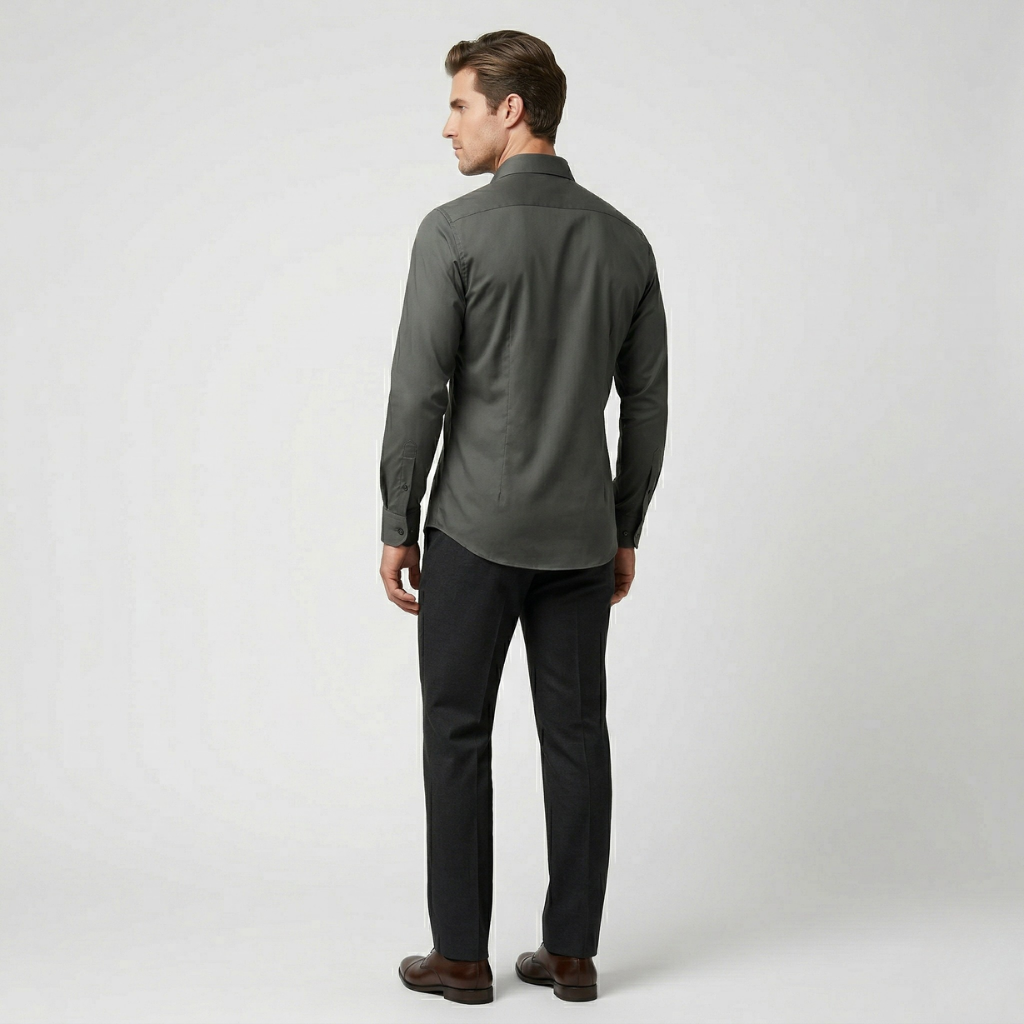 VALERIQUE | Homme Chemise en coton coupe ajustée manches longues style décontracté