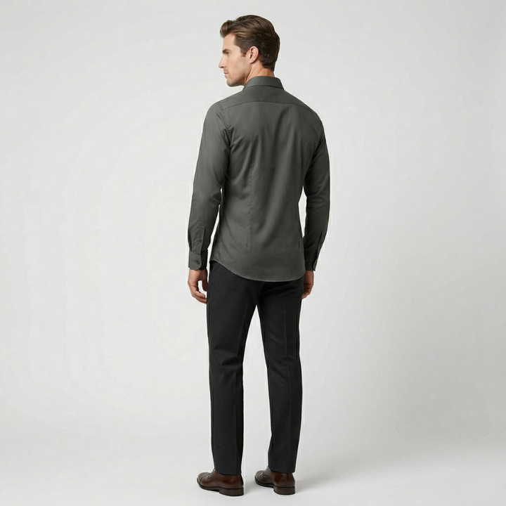 VALERIQUE | Homme Chemise en coton coupe ajustée manches longues style décontracté