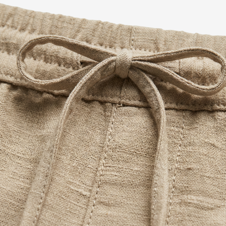 VALERIQUE | Homme Short Décontracté en Mousseline Beige - Taille Élastiquée avec Cordon de Serrage, Poches Latérales