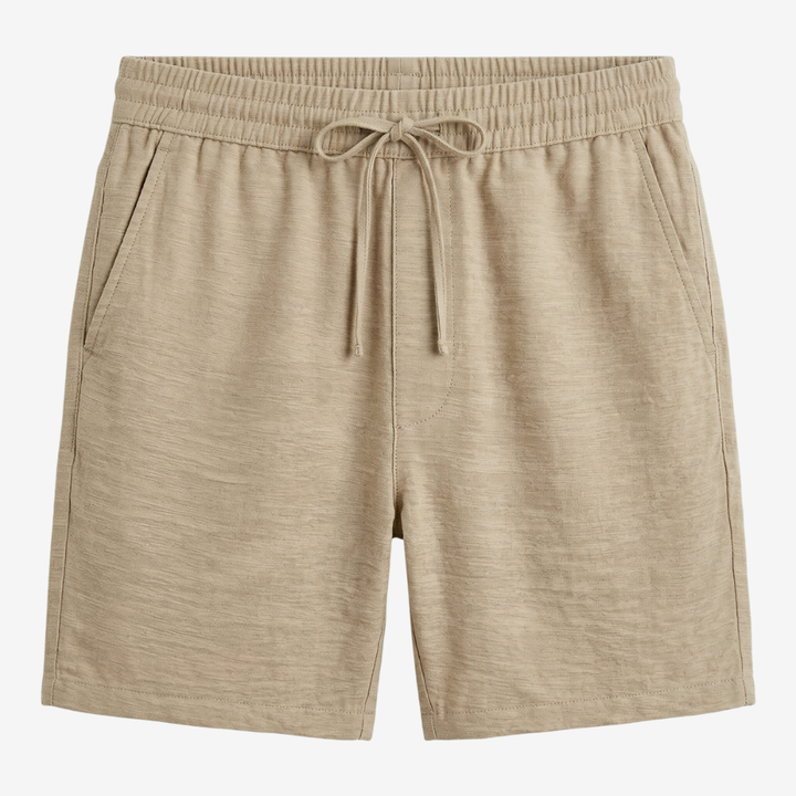 VALERIQUE | Homme Short Décontracté en Mousseline Beige - Taille Élastiquée avec Cordon de Serrage, Poches Latérales