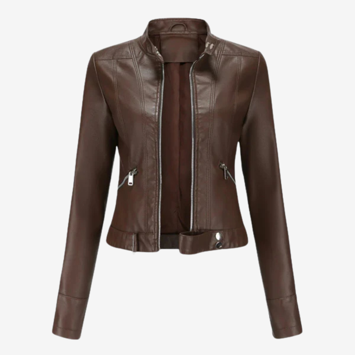 VALERIQUE | Veste en Cuir Femme - Café et Noir