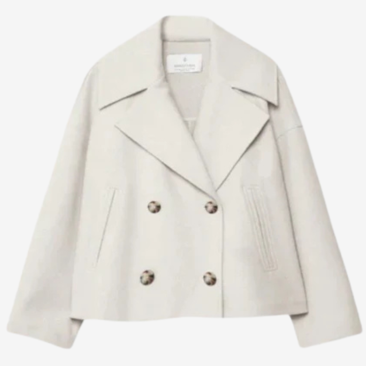 VALERIQUE | Manteau Court Double Boutonnage pour Femme - Beige, Marron et Noir