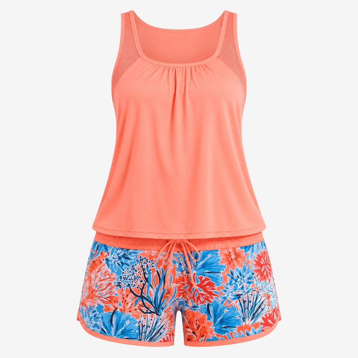 VALERIQUE | Ensemble Tankini Femme – Haut Racerback Séchage Rapide et Short Imprimé