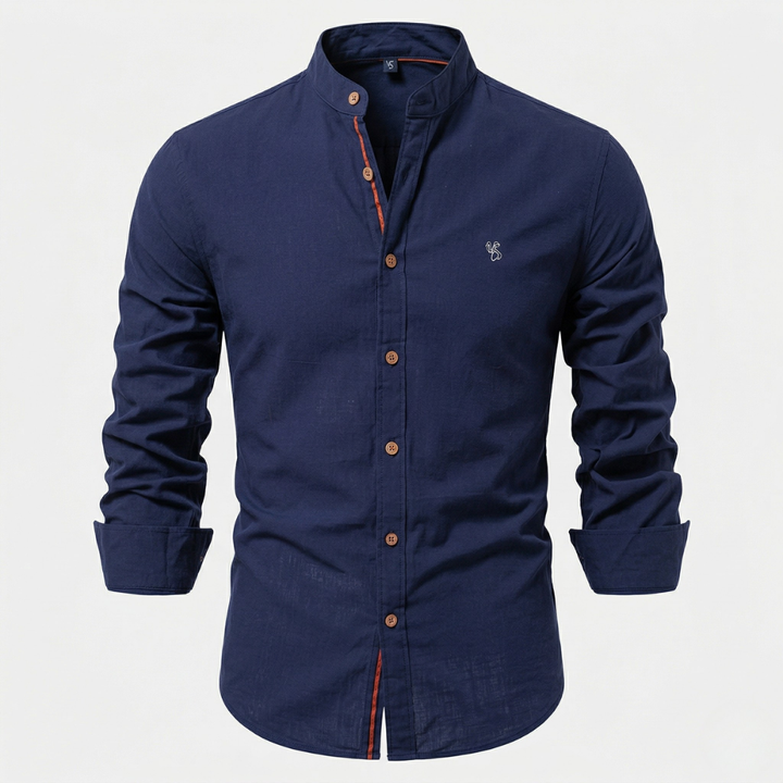 VALERIQUE | Homme Chemise en coton coupe ajustée manches longues col officier style décontracté