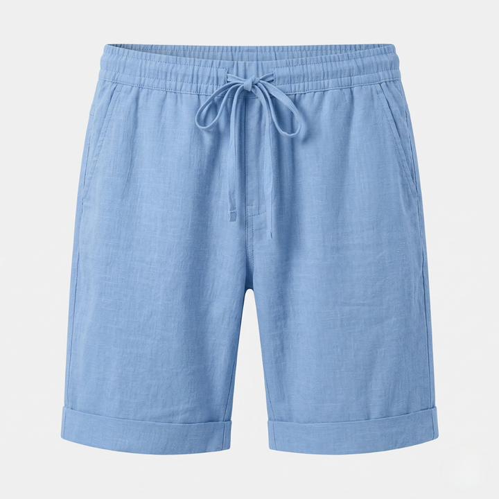 VALERIQUE | Homme short en lin à taille élastique avec cordon de serrage, coupe décontractée pour usage quotidien