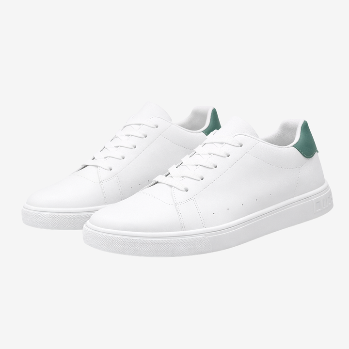 VALERIQUE | Baskets Basses Blanches à Lacets avec Détail Vert – Style Minimaliste