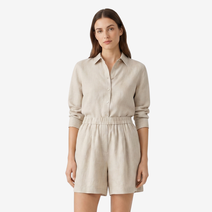 VALERIQUE | Short en Lin pour Femme - Beige et Noir