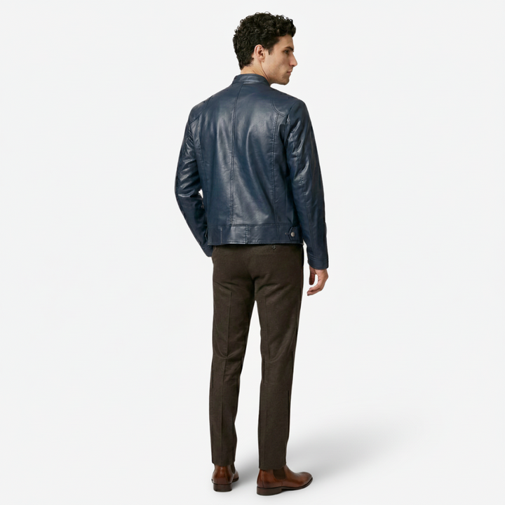 VALERIQUE | Homme Veste en cuir coupe ajustée col montant style moderne