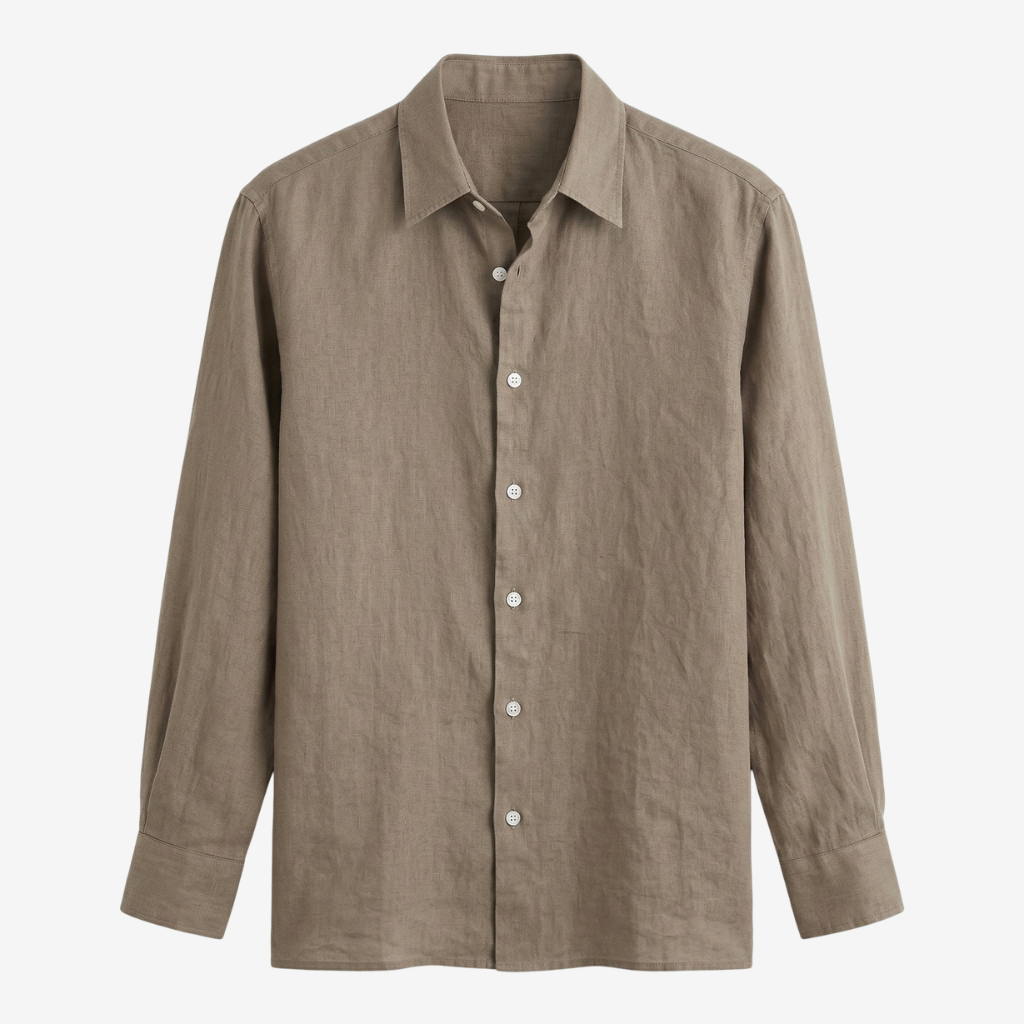 VALERIQUE | Homme Chemise en lin coupe ajustée manches longues décontracté