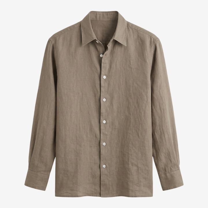 VALERIQUE | Homme Chemise en lin coupe ajustée manches longues décontracté