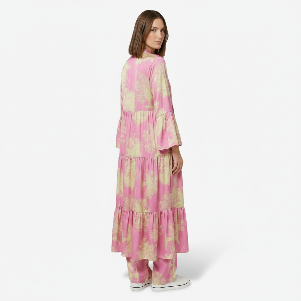 VALERIQUE | Femme Robe longue imprimé coupe ample manches longues style décontracté