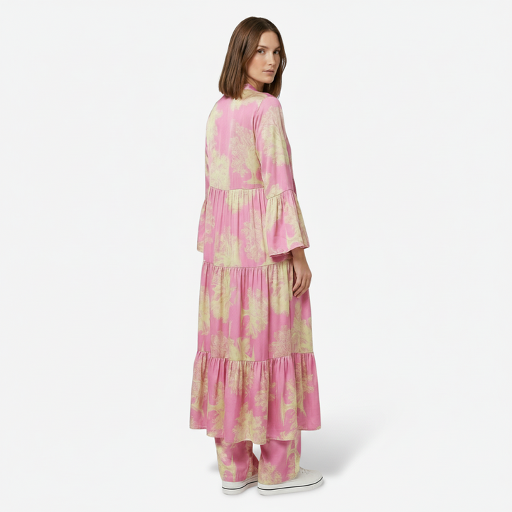 VALERIQUE | Femme Robe longue imprimé coupe ample manches longues style décontracté