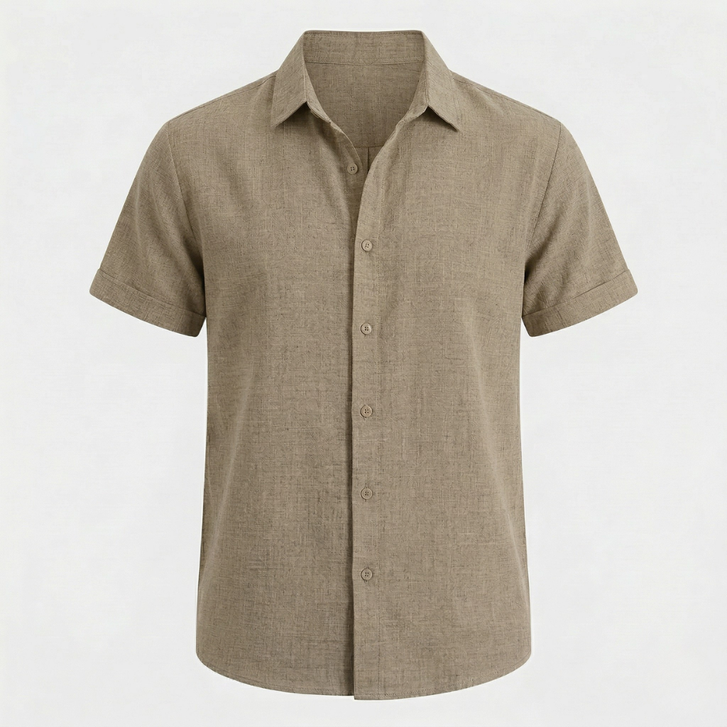 VALERIQUE | Homme Chemise en lin coupe ajustée manches courtes style décontracté