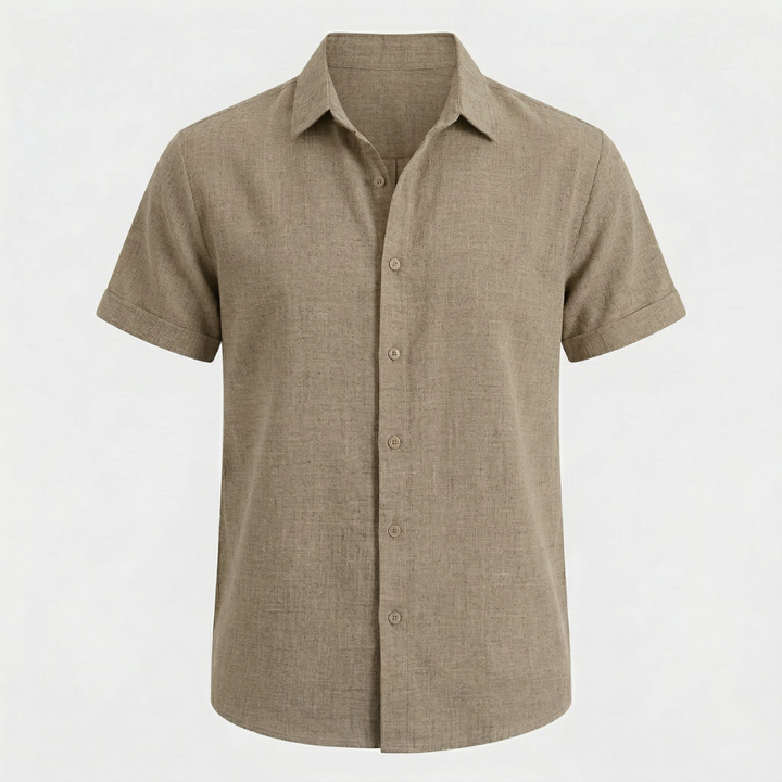 VALERIQUE | Homme Chemise en lin coupe ajustée manches courtes style décontracté