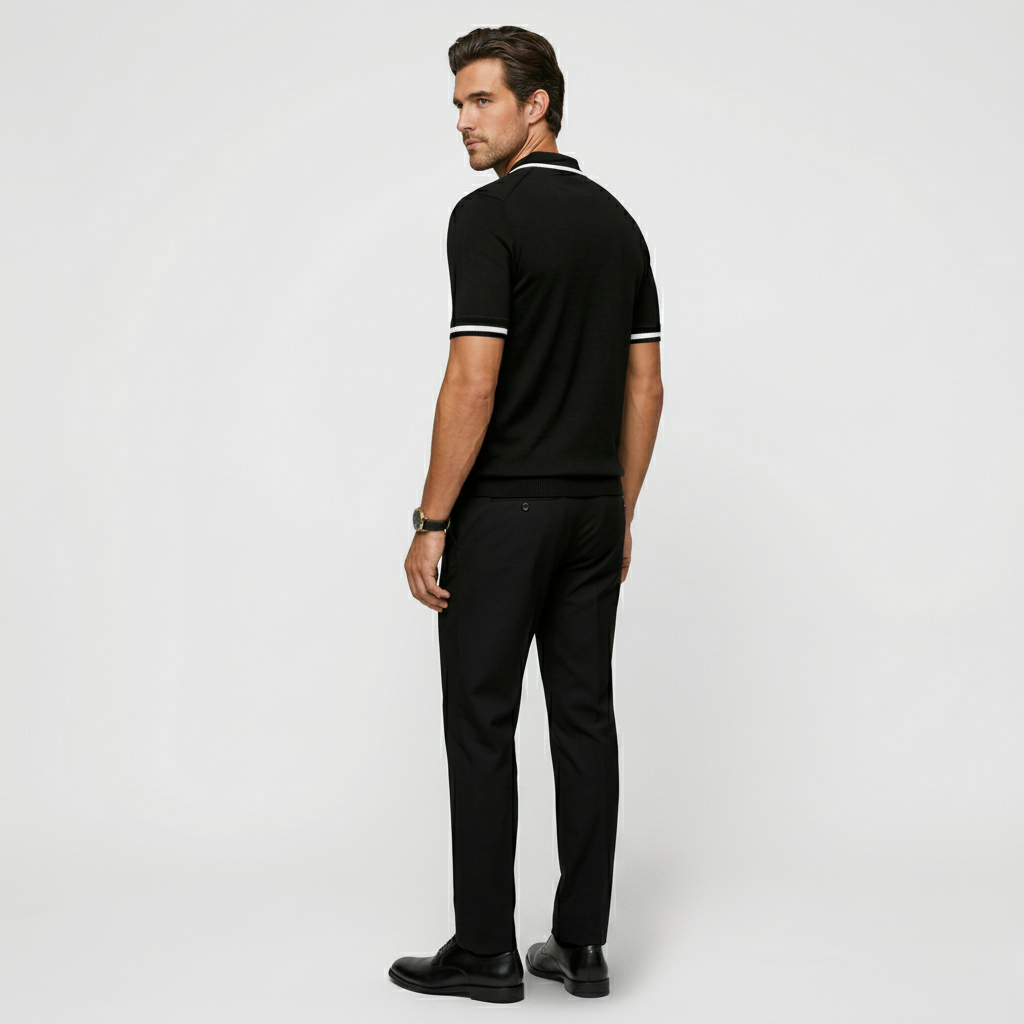 VALERIQUE | Homme Polo en coton coupe ajustée manches courtes col contrasté style décontracté
