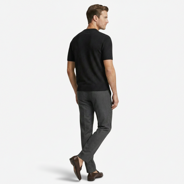 VALERIQUE | Homme T-shirt maille fine coupe ajustée col rond style minimaliste