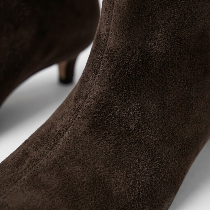 VALERIQUE | Bottines à Talon Pointu en Daim Femme - Café, Kaki et Noir