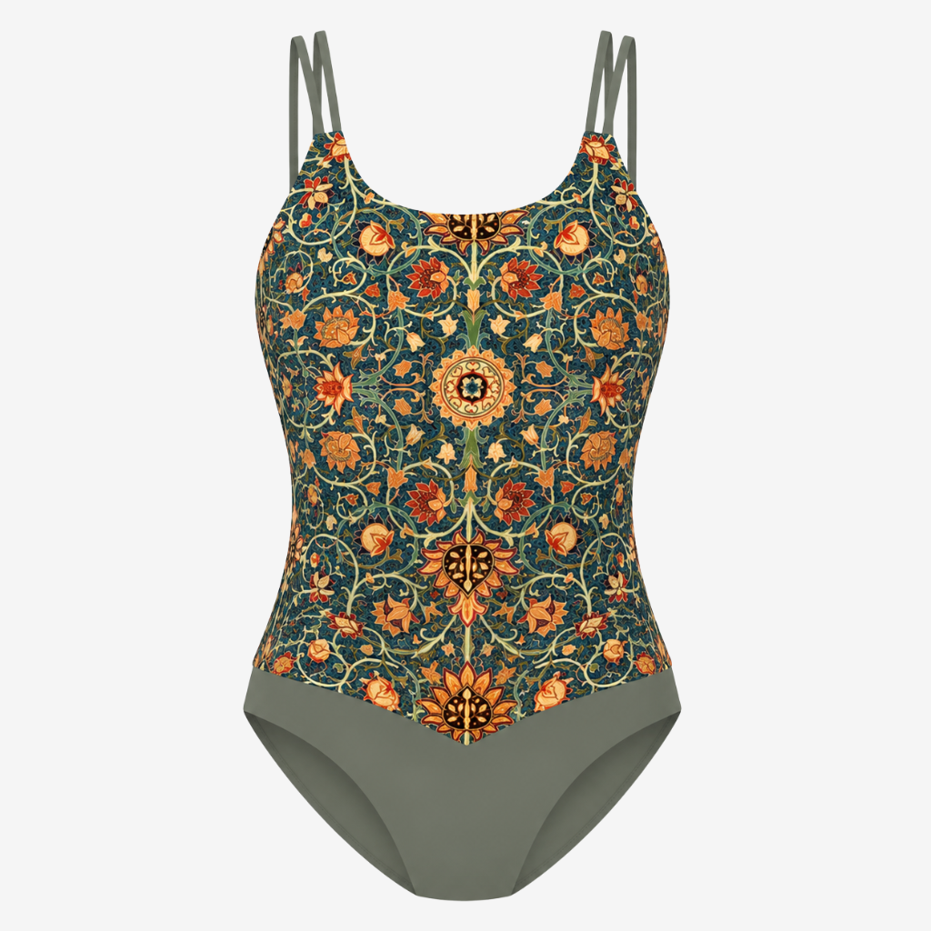 VALERIQUE | Ensemble Tankini Femme Asymétrique – Haut Imprimé Gainant avec Bas Taille Haute