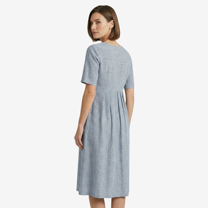 VALERIQUE | Femme Robe en lin coupe évasée manches courtes style décontracté