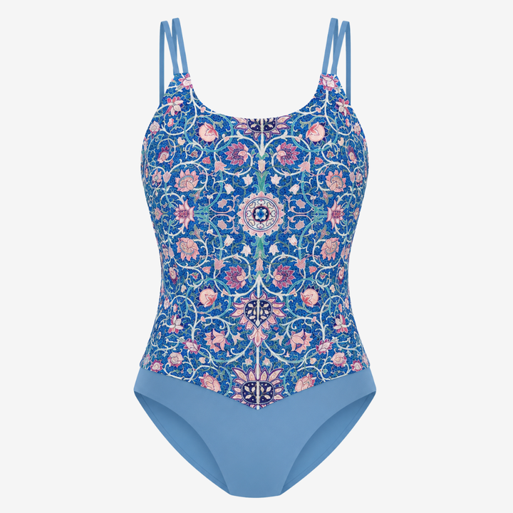 VALERIQUE | Ensemble Tankini Femme Asymétrique – Haut Imprimé Gainant avec Bas Taille Haute
